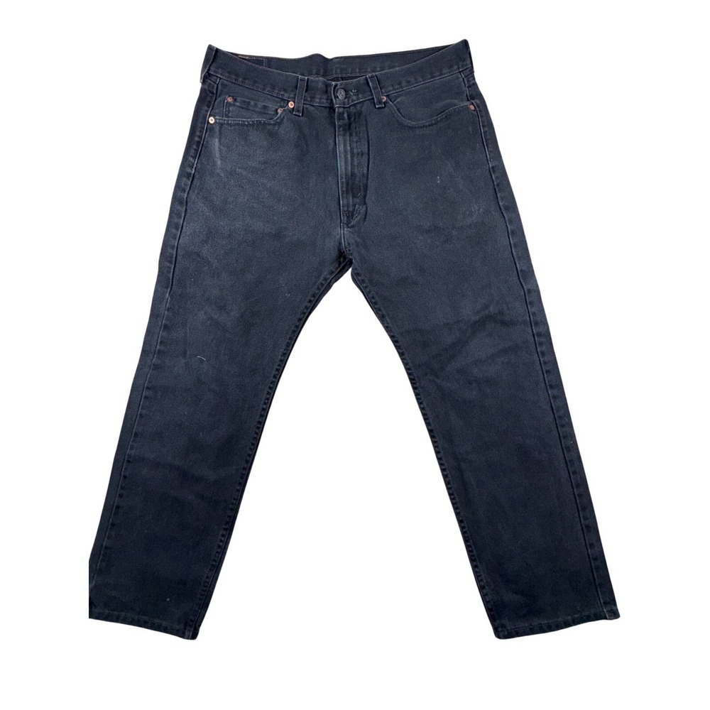Levi's 505 Jeans Mens 36x30 Navy Denim Cotton Mid Rise Straight Leg Outdoor Wear